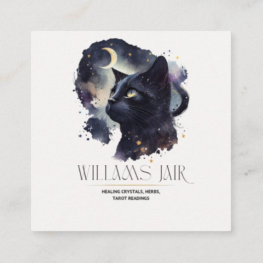 ブラックキャットウィッチスクエアビジネスカード スクエア名刺 (裏面)