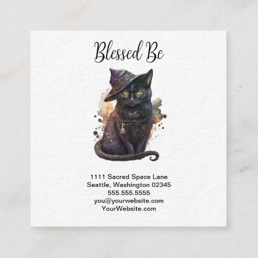 ブラックキャットウィッチスクエアビジネスカード スクエア名刺 (裏面)