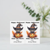 ブラックキャットウィッチハットスクールパーティーハロウィンカード ポストカード (スタンド正面)