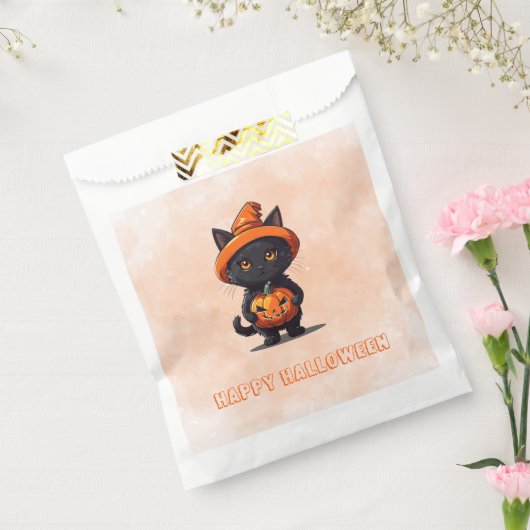 ブラックキャットウィッチハットパンプキンハッピーハローウィン フェイバーバッグ (封をした状態)