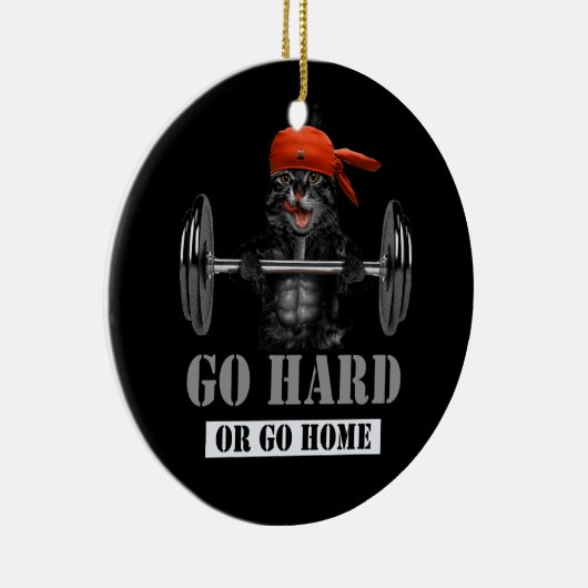 ブラックキャットウエイトリフティングフィットネスジムゴー懸命または セラミックオーナメント (右)