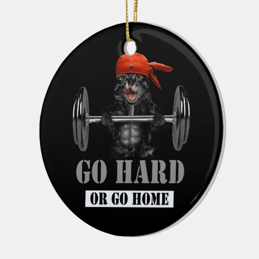 ブラックキャットウエイトリフティングフィットネスジムゴー懸命または セラミックオーナメント (左)