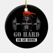 ブラックキャットウエイトリフティングフィットネスジムゴー懸命または セラミックオーナメント (裏面)