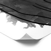 ブラックキャットウォーターカラーアート水彩キャットデコール ポスター (角)