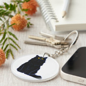 ブラックキャットエッセンシャルTシャツブラックキャット顔エッセン キーホルダー (正面右)