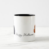 ブラックキャットオレンジカボチャハッピーハローウィンオンホワイト ツートーンマグカップ (中央)