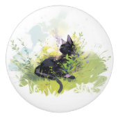 ブラックキャットオングラスセラミックプル セラミックノブ (正面)