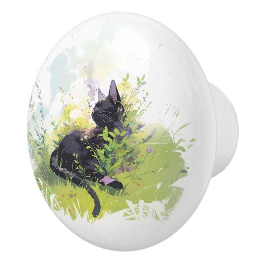 ブラックキャットオングラスセラミックプル セラミックノブ (右)