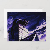 ブラックキャットオンチムニーデザインはがき ポストカード (正面/裏面)