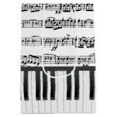 ブラックキャットオンピアノ鍵 ミディアムペーパーバッグ (裏面)