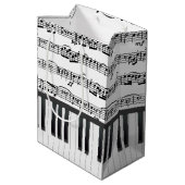 ブラックキャットオンピアノ鍵 ミディアムペーパーバッグ (裏面アングル)