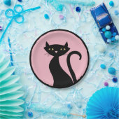 ブラックキャットオンピンク ペーパープレート (パーティー)