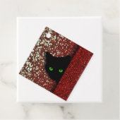 ブラックキャットオンフェイクグリッタークリスマスプレゼントラベル フェイバータグ (インサイチュ)