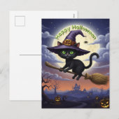 ブラックキャットオンブ飛んでいるローム シーズンポストカード (正面/裏面)