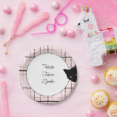 ブラックキャットオンプレイド ペーパープレート (パーティー)