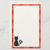 ブラックキャットオンレッドプレイド 便箋 (正面/裏面)