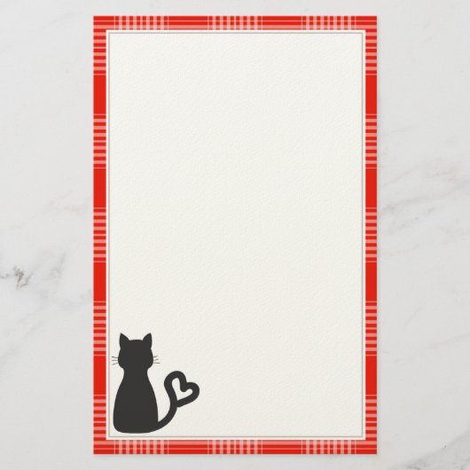 ブラックキャットオンレッドプレイド 便箋 (正面)