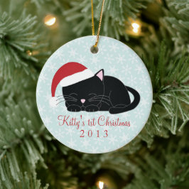 ブラックキャットカスタムクリスマスオーナメント セラミックオーナメント