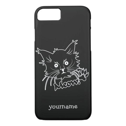 ブラックキャットカスタムモノグラムの電話ケース Case-Mate iPhoneケース (裏面)