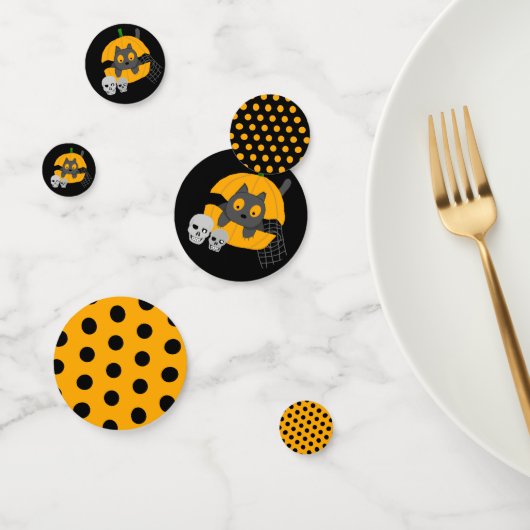 ブラックキャットカボチャスカルキッズハローウィンパーティ コンフェッティ (グループ)