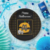 ブラックキャットカボチャスカルキッズハローウィンパーティ ペーパープレート (パーティー)