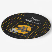 ブラックキャットカボチャスカルキッズハローウィンパーティ ペーパープレート (アングル)