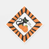 ブラックキャットカボチャハッピーハローウィン スタンダードランチョンナプキン (角)