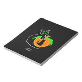 ブラックキャットカボチャメモ帳(14 cm x 15.2 cm) ノートパッド