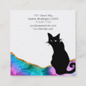 ブラックキャットカラフル抽象芸術スクエアビジネスカード スクエア名刺 (裏面)