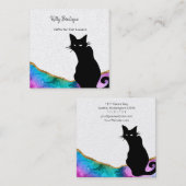 ブラックキャットカラフル抽象芸術スクエアビジネスカード スクエア名刺 (正面/裏面)
