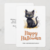 ブラックキャットキッズハッピーハローウィンカード シーズンカード (正面/裏面)