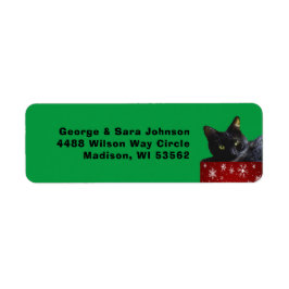 ブラックキャットクリスマスオンスノーフレーク住所 シール