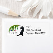 ブラックキャットクリスマススワッグ差出人住所ラベル ラベル (インサイチュ)