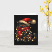 ブラックキャットクリスマスツリーおもしろいライツマイミークリスマスM カード (黄色い花)