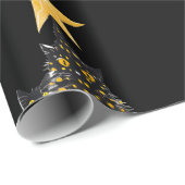 ブラックキャットクリスマスツリーデザインスターきらめくズ ラッピングペーパー (ロールコーナー)