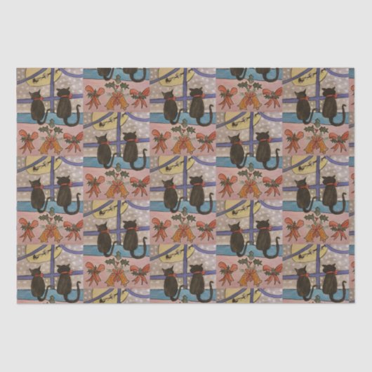 ブラックキャットクリスマスティッシュペーパー 薄葉紙 (正面)