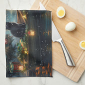 ブラックキャットクリスマスフェスティバル航海 キッチンタオル (四つ折り)