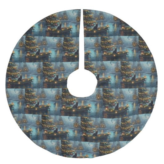 ブラックキャットクリスマスフェスティバル航海 ブラッシュドポリエステルツリースカート (正面)