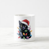 ブラックキャットクリスマスライトおもしろい猫好き コーヒーマグカップ (中央)