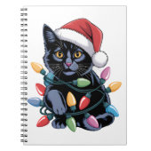 ブラックキャットクリスマスライトおもしろい猫好き ノートブック (正面)