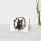 ブラックキャットクリスマスリースフェスティバル子猫 カード (正面)