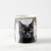 ブラックキャットクリスマスリースフェスティバル子猫 コーヒーマグカップ (中央)