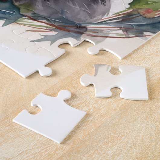 ブラックキャットクリスマスリースフェスティバル子猫 ジグソーパズル (側面)