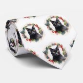 ブラックキャットクリスマスリースフェスティバル子猫 ネクタイ (ロール)