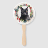 ブラックキャットクリスマスリースフェスティバル子猫 ハンドファン (正面)