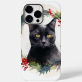 ブラックキャットクリスマスリースフェスティバル子猫 Case-Mate iPhoneケース (裏面)