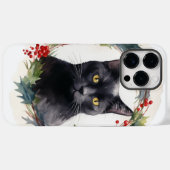 ブラックキャットクリスマスリースフェスティバル子猫 Case-Mate iPhoneケース (裏面 (横))
