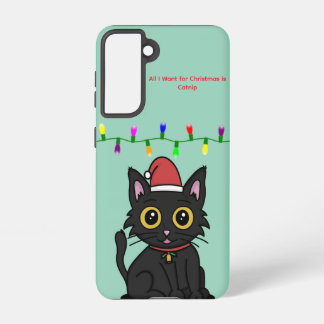 ブラックキャットクリスマス ギャラクシーケース – ライトグリーン SAMSUNG GALAXY S21ケース