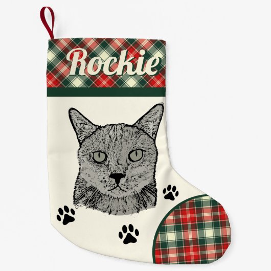 ブラックキャットクリパーソナライズされたスマスストッキング スモールクリスマスストッキング (正面)