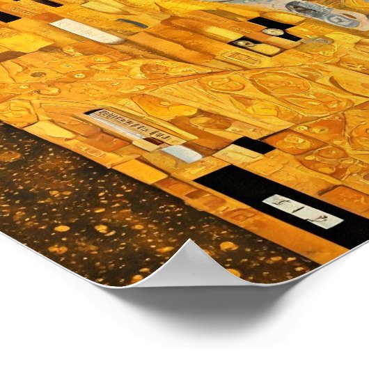 ブラックキャットグスタフクリムト付きピンクバブルガムレディ ポスター (角)